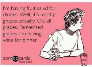 having fruit salad for dinner.