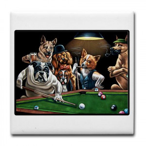 Dogs Playing Billiard
