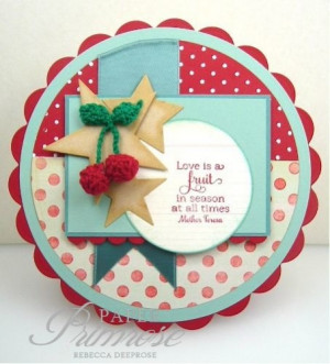 around card/cherries/quote/polka dots