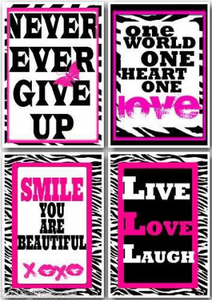 www.ebay.com/itm/4-hot-pink-and-zebra-art-print-5-7-Motivational-QUOTE ...