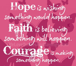 ... Believing Something Will Happen. Courage Is Making Something Happen