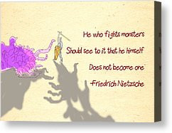 Medieval Knight Drawings Canvas Prints - Nietzsche Quote He Who Fights ...