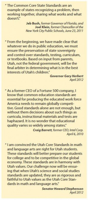 Utah State Board of Education Core Standards Fact vs Fiction Quotes