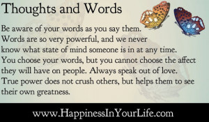 Thoughts and Words - Words are powerful