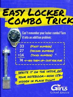 Forgot your locker combo? Here's an easy trick to help you remember! # ...