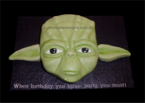 Yoda Birthday Cake by CustomCakeDesigns