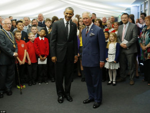 Obama 'having a great time' in Wales as he greets Prince Charles at ...