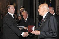 Antonio Albanese con Giorgio Napolitano