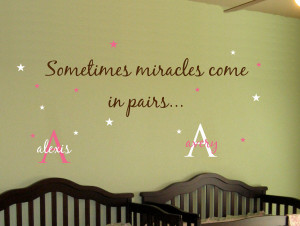 Twin Quotes Boy And Girl Baby twins wall decal saying