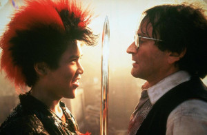 ... Rufio in a scene opposite Robin Williams' adult Peter Pan in 'Hook