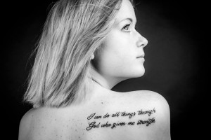 beautiful quote tattoo that reads ‘I can do all things through God ...