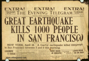 San Francisco Earthquake 1906 Newspaper