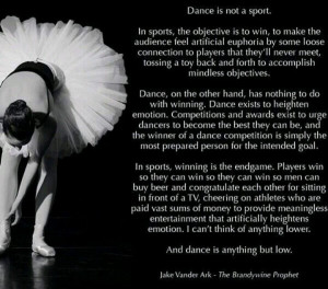 The only reason ever that's convinced me dance isn't a sport!