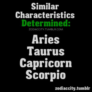 Similar Characteristics: Determined. Aries, Taurus, Capricorn, Scorpio
