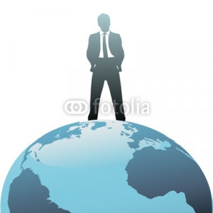Vector: Global business man on top of the world