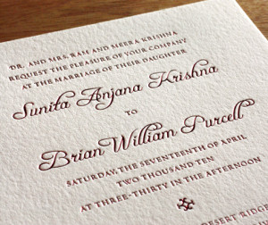 Avani Indian Letterpress Wedding Invitation Wording