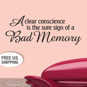 SALE Wall Words: Mark Twain Funny Quote, A Clear Conscience is the ...