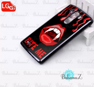 Vampire Lips Teeh Fangs Bite Me Phrase Quote Art LG G3 Case Cover