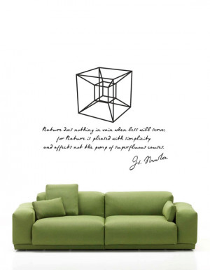 Science art - Isaac Newton quote and hypercube vinyl wall decal for ...