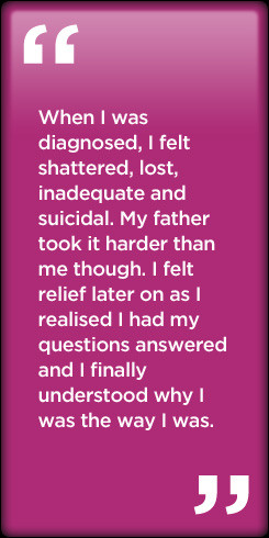 When I was diagnosed, I felt shattered, lost, inadequate and suicidal ...