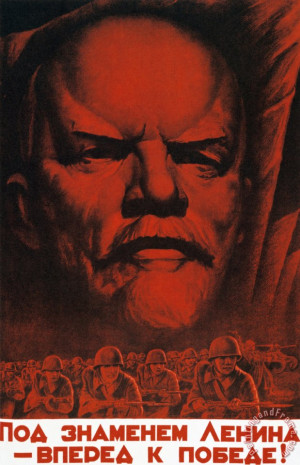 Lenin Propaganda Under the flag of lenin march