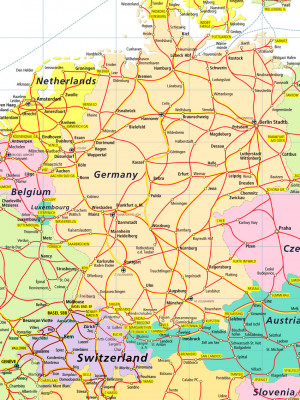 Germany - Switzerland Eurail Pass Map