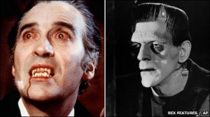 Christopher Lee as Dracula in 1972 and Boris Karloff as Frankenstein's ...