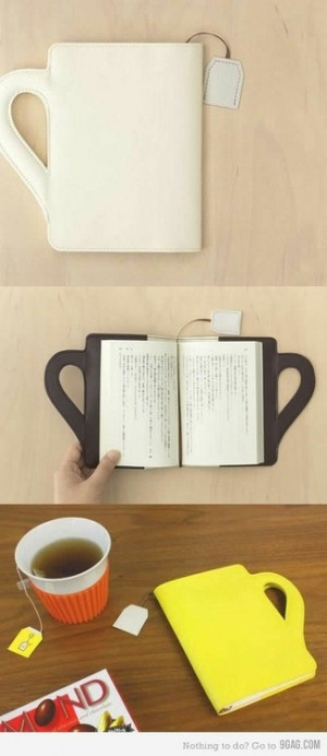 tea cup book cover and book mark. cute.