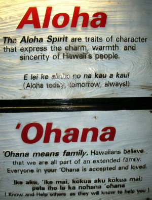 Aloha-Ohana Ohana means family, & family means no one gets left behind ...