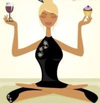 Yoga and wine and cupcakes. Add a book and some tunes too.