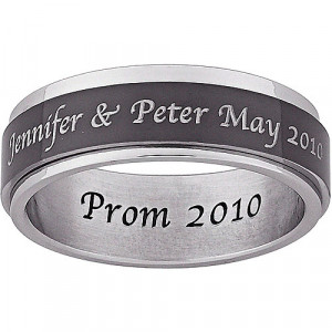 Personalized Men's Inside and Top-Engraved Spinner Ring in Black and ...