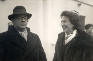 Berlin and his wife Aline crossing the channel, 1957