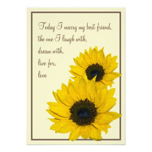 Sunflower Cream Yellow Brown Wedding Invitation