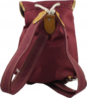 Vintage Heavy Duty 'Mini' Canvas Backpack Leather Fasteners - Burgundy