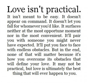 Love isn't practical...