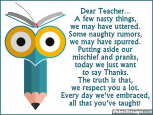 Thank you and goodbye speech message for teacher