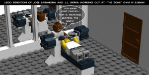 This is a LEGO rendition of my good friend Jose and I working out at ...