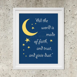 Peter Pan Quote Art, Printable Nursery Poster, Kid's Art, Moon and ...