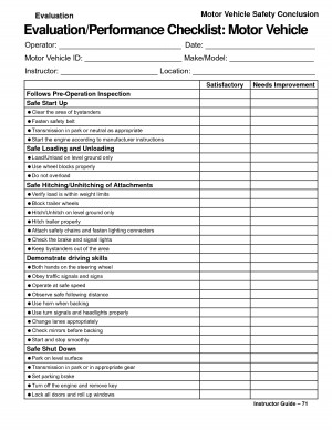 Vehicle Safety Checklist Form