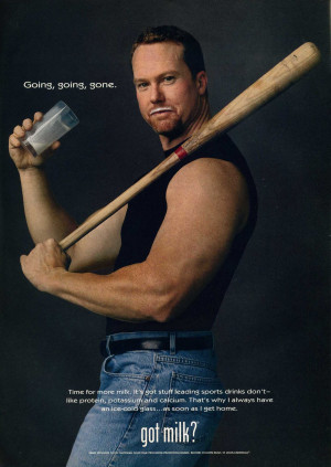Former baseball player Mark McGwire posed with a bat for his 