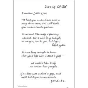 Loss of a Child - Poem For A Page Sticker