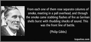 one of them rose separate columns of smoke, meeting in a pall overhead ...