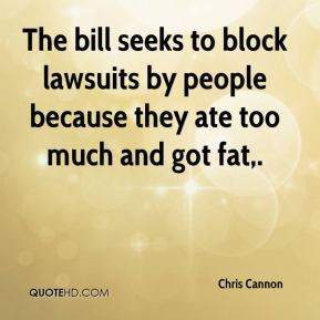 Chris Cannon The bill seeks to block lawsuits by people because they