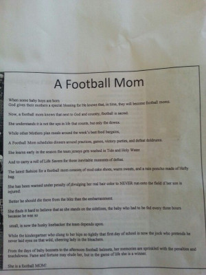 Football Mom Poem A football mom