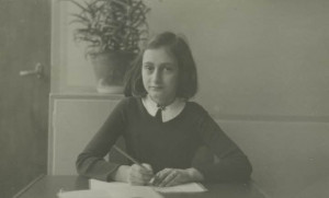 Anne writing Anne Frank at the Sixth Montessori School, Amsterdam ...