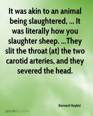 to an animal being slaughtered, ... It was literally how you slaughter ...