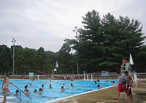 the pool is a popular summer destination the outdoor swimming pool