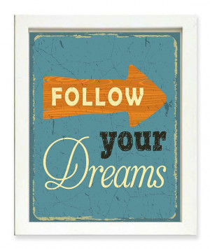 Follow your Dreams Art Print - Blue Orange Beige - Home Wall Decor ...