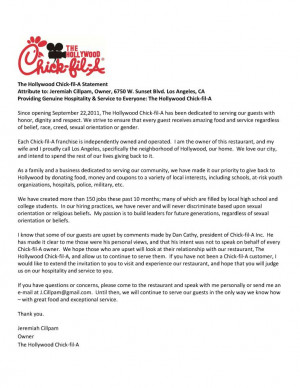 ... Chick-Fil-A Owner, Distances Himself From Dan Cathy's Comments