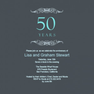 Gray And Teal 50th Wedding Anniversary Invitation